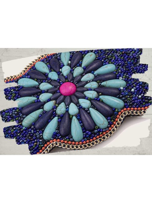 Kék-türkiz virágos