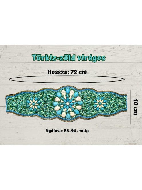 Türkiz-zöld virágos