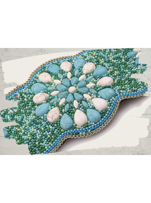 Türkiz-zöld virágos